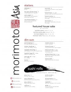 Morimoto Asia Menu 1